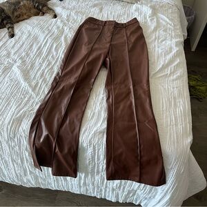 brown leather pants